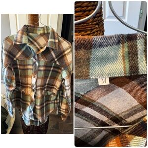Plaid Button-Up Shirt in Brown and Green